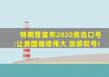 特朗普宣布2020竞选口号:让美国继续伟大 加感叹号!